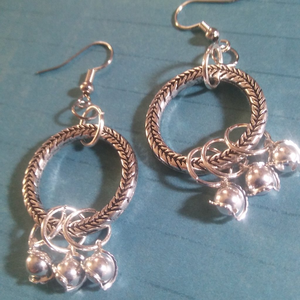 Silver Braided Circle Earrings